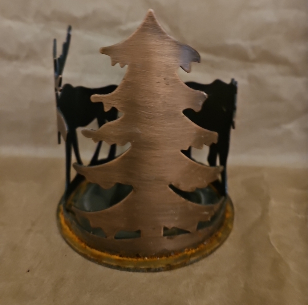 The White Barn Candle Co. Copper Colored Moose Bear Tree 5"×5" Candle Holder